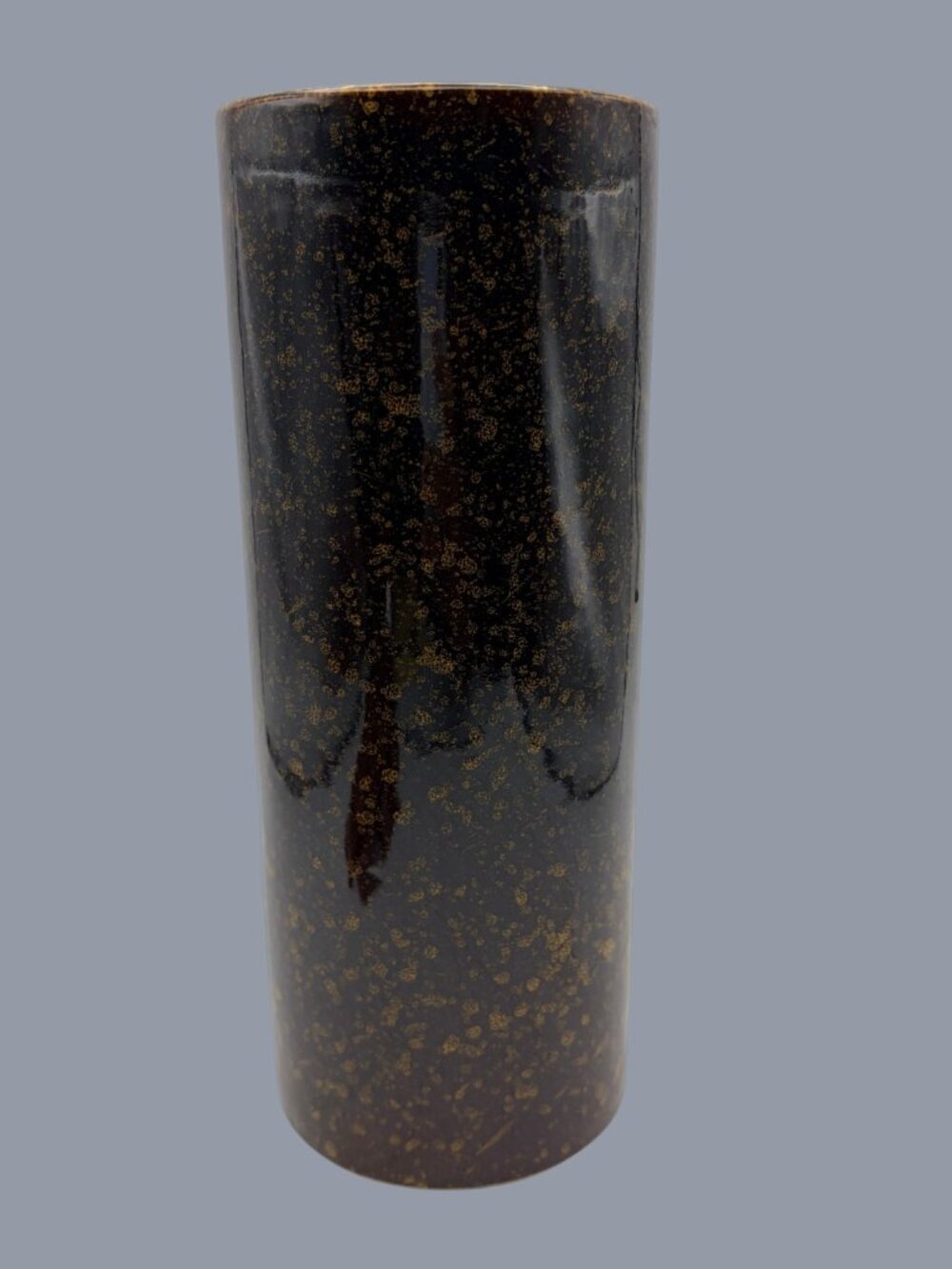 Vintage Japanese Yamaji Brown Gold Speckled Porcelain Vase 9.25" Mid Century - Picture 5 of 11